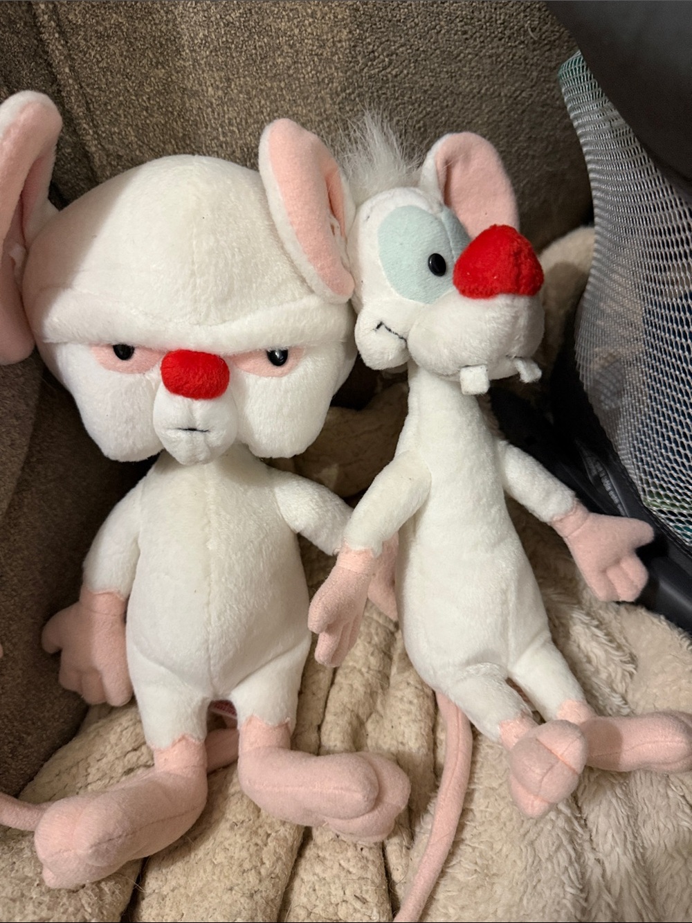 Vintage Pinky and the Brain  Dankin White & Pink Plush Small Pet Toy